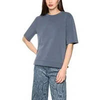 Marc Cain T-Shirt Urban Haze Premium Damenmode mit Plissee-Details