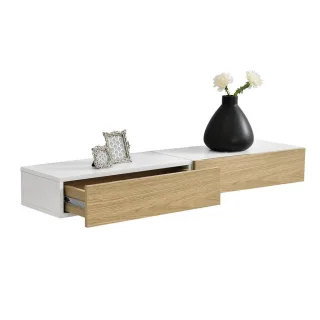 [en.casa] Wandregal-Set, Weiß, Holzwerkstoff, 50x12x24 cm, Wohnzimmer, Regale, Wandregale