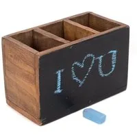 DESIGN DELIGHTS Aufbewahrungsbox STIFTEHALTER beschriftbar mit Tafel, Altholz massiv, 18x12x10 (TxHxB)