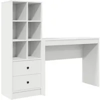 vidaXL Schreibtisch Schreibtisch mit Schubladen mit Regal mit Speicher 2 pcs Weiß (2-St)