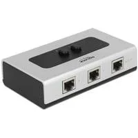 RJ-45 Umschalter, Switch grau/schwarz, 2-Port, manuell, bidirektional