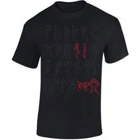 Baddery Print-Shirt Wikinger Tshirt: "Odin Runen" - Viking Shirt Männer, hochwertiger Siebdruck, auch Übergrößen, aus Baumwolle