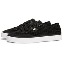 Tommy Hilfiger TH OPEN MESH VULC SNEAKER Plateausneaker, Freizeitschuh, Halbschuh, Schnürschuh mit Logoflagge