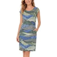 dy_mode Midikleid Damen Leinenkleid Knielanges Sommerkleid Midi Kleid Strandkleid leicht taillierte Passform, mit seitlichen Eingriffstaschen