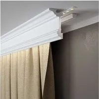 Mardom Deckenleiste MD137 Polyforce 55 x 96 x 2000 mm Weiß Vorhangleiste Lichtleiste, Kleben, Polystyrol