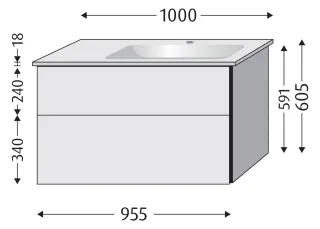 Sanipa WTU mit Auszügen für Becken rechts 3way (BP336) 591x955x477 Taupe-Matt, BP3361T BP3361T