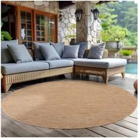 Carpettex Outdoorteppich Unicolor - Einfarbig, Rund, Höhe: 5 mm, Rund Outdoor Teppich Wetterfest Balkon Küchenteppich Flachgewebe