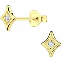 ALEXANDER YORK Paar Ohrstecker DIAMANTFORM Zirkonia in Gold, 2-tlg., 925 Sterling Silber