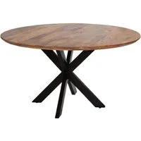 bene living Esstisch Avola - rund 110 cm - Mangoholz - Gestell Kreuz-Form (Indoor-Möbelset, 1-St), hochwertiges Massivholz - stabiles Metallgestell