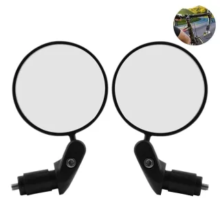 BENGGUO Round Bicycle Rearview Mirror 360° Adjustable Folding HD View Bike Glass Reflective Mirror for 16-22mm Handlebar