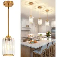 Lapalife Deckenleuchte Goldener Kristall Kronleuchter, Modern deckenlampe, Höhenverstellbar, LED fest integriert, für Küche, Flur, Esszimmer, Schlafzimmer