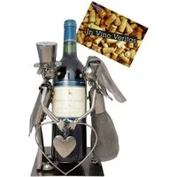 BRUBAKER Weinflaschenhalter Hochzeitspaar Brautpaar, (inklusive Grußkarte), Hochzeit Weinhalter Metall Skulptur, Hochzeitsgeschenk