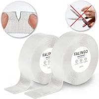 FALINGO Doppelklebeband per Hand abreißbar Nano Tape 2 Rollen 3 cm x 3 m transparent (2-St) Extrastarker Soforthalt, Wiederverwendbar
