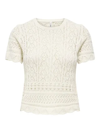 ONLY - ONLELKE SS STRUCTUR O-NECK KNT NOOS Birch - Gr. - S