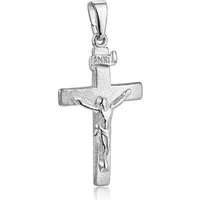 Materia Kreuzanhänger Damen Herren Silber Kreuz Jesus KA-9, 925 Sterling Silber, rhodiniert