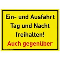 König Werbeanlagen Hinweisschild Großes Schild Ein- und Ausfahrt, PVC 42 x 30 cm, Tag und Nacht freih