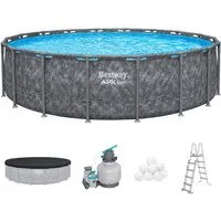 Bestway Framepool APX365™ Winterfest (Set, Inkl. Sandfilteranlage, Filterbälle, Sicherheitsleiter, Abdeckplane), Ø 549 x 132 cm