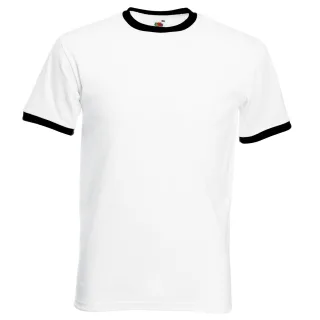 Fruit Of The Loom Herren Ringer T-Shirt (Weiß/Schwarz)