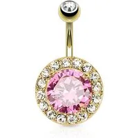 Taffstyle Bauchnabelpiercing Piercing Banane Stecker Anhänger vergoldet, Bauchnabelpiercing Chirurgenstahl Bauch Bauchnabel Kristall XXL Stein