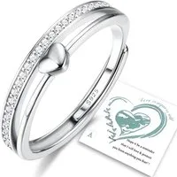 LuxusKollektion Silberring Ring Damen Verstellbar Herzring Verlobungsring 925 Rosegold Silber
