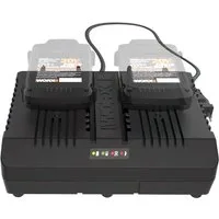 Worx WA3883 Dual-Ladegerät Werkzeug-Akku-Ladetechnik (4000 mA, gleichzeitiges Aufladen, 2 Lademodi, für alle PowerShare)