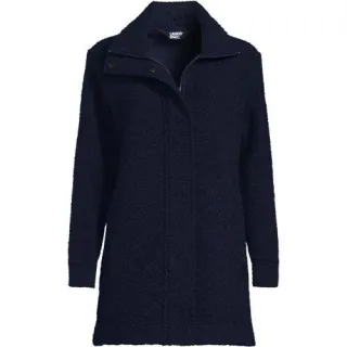 Bouclé-Jacke, Damen,  Blau, Polyester, by Lands' End