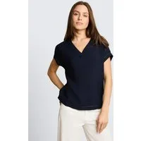 TOM TAILOR Kurzarmbluse Blusen & Shirts Loose Fit Bluse mit V-Ausschnitt
