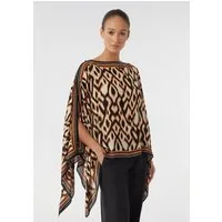 comma Poncho Indoor-Poncho Chiffon-Poncho mit All-over-Print