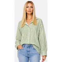Worldclassca Hemdbluse Worldclassca Oversized Streifenbluse Leinenoptik Langarm Sommer Neue Kollektion - Stilvolle und gemütliche Sommer Mode für Damen