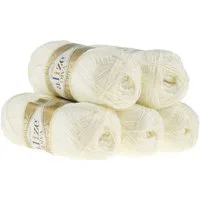 Alize 5 x 100g Strickgarn ALIZE DIVA - Häkelgarn Sommerwolle Häkelwolle, 350 m, 450 perlweiß