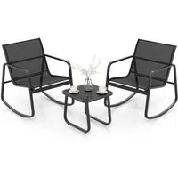 COSTWAY Sitzgruppe, (3-tlg), Balkonset mit 2 Schaukelstühle & Tisch