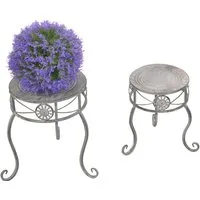 HOFMANN LIVING AND MORE Blumenhocker Blumenständer im Shabby Look (Set, 2 St), mit verspielten Verzierungen aus lackiertem Metall