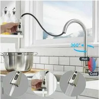 ibettertec Waschtischarmatur Wasserhahn Bad Schwarz,Waschtischarmatur Waschbecken-Küchenarmatur (schwarz,mit Handbrause,Küchenarmatur,ausziehbar,Küchenarmatur,2 Strahlarten,360 Grad drehbar,Wasserhahn aus Edelstahl 304,Armatur mit Herausziehbar Braus