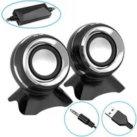 Bolwins A47D 6W mini tragbarer PC Lautsprecher boxen über 3.5mm USB für Laptop PC-Lautsprecher 1 (Mit 3.5mm Kabel, 6 W, 2x 3 Watt Musikleistung, mit Lautstärke)