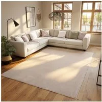 SIMPEX24 Teppich Unicolor - Einfarbig, Läufer, Höhe: 7 mm, Kurzflor Rund Teppich Anti Rutsch Rückseite Waschbar Flauschiger