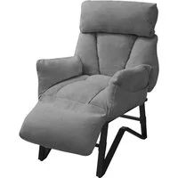 ML-DESIGN Loungesessel Wohnzimmersessel mit Armlehnen Fußablage Seitentaschen Lesesessel, Grau Sessel Fernsehsessel verstellbar Relaxsessel Leinen Ruhesessel