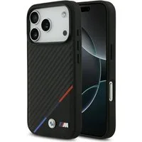 BMW Handyhülle MagSafe iPhone 17 Pro Carbon-Look Tricolor schwarz Logo Metall 6,3 Zoll, Kantenschutz
