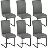 Yaheetech Esszimmerstuhl 2/4/6-er Küchenstuhl (6 St), Schwinger Polsterstuhl mit Ergonomischer Rückenlehne & Metallbeine