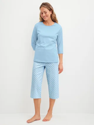 CALIDA - DAMEN Pyjama 3/4 cascade blue - Gr. - L