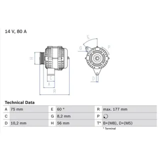 Bosch Lichtmaschine 80A Citroen Peugeot 0986038771
