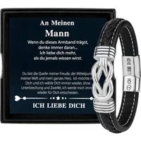 Merclix Lederarmband Lederarmband Herren Ich Liebe Dich Valentinstag Schwarz-Mann 1