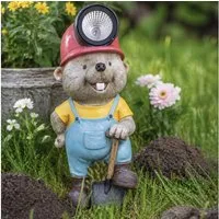 Mel-O-Design Gartenfigur Maulwurf Lumino mit Solarlicht, Latzhose und Schippe – 31 cm, (1 St)