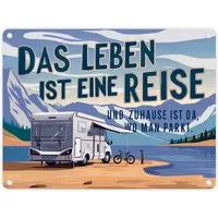 speecheese Metallschild Wohnmobil am See Metallschild in 15x20 cm - Zuhause ist wo man parkt