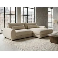 Massivart® Ecksofa Cord 265 x 180 cm / Nosagunterfederung / Cordsofa »MARK«, inkl. Kissen-Set · frei im Raum stellbar