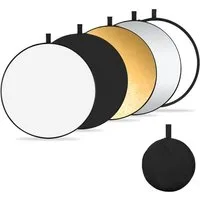 TUWENA Falthintergrund 5-in-1 Reflektor Fotografie, Faltreflektor Multi Disc mit Tasch (60cm), Durchscheinend, Silber, Gold, Weiß und Schwarz Runde Reflektoren
