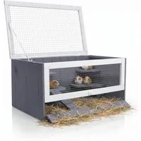 Mucola Kleintierkäfig Kleintierstall Hamsterkäfig Gehege Mäusekäfig Rattenkäfig, inkl. Haus, Trinkflaschenhalterung und Rampe