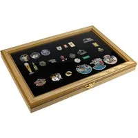Safe-Album Anstecknadel Vitrine für 100 Pins Nadeln Design Wildeiche Samteinlage I SAFE
