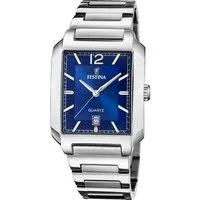Festina Quarzuhr Festina Herrenuhr Edelstahl silber, (Analoguhr), Herren Armbanduhr eckig, rechteckig, Edelstahlarmband silber, Fashion