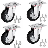 SO-TECH® Schwerlastrolle 4er Set Transportrollen RED, 75 - 100 mm, inkl. Schrauben, 4x Lenkrollen Ø 75 mm Tragkraft bis 280 kg / Set