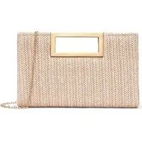 Zaewry Clutch Schicke Stroh-Clutch für Damen mit Tragegriff – sommerliche Handtasche, ideal als Urlaubstasche und geflochtene Boho-Strandtasche